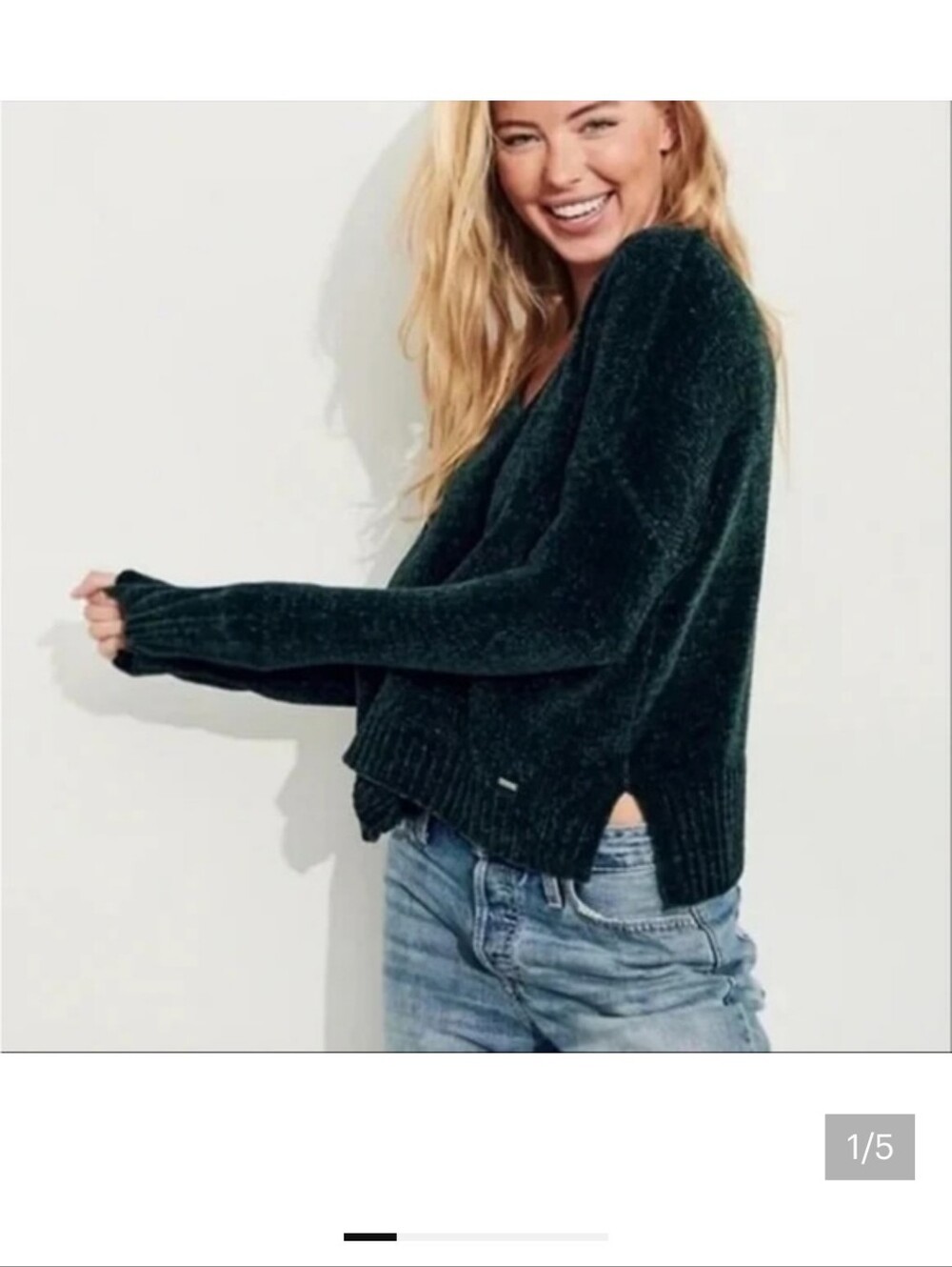 Abercrombie & Fitch Dark Green Soft Af V-Neck Sweater
